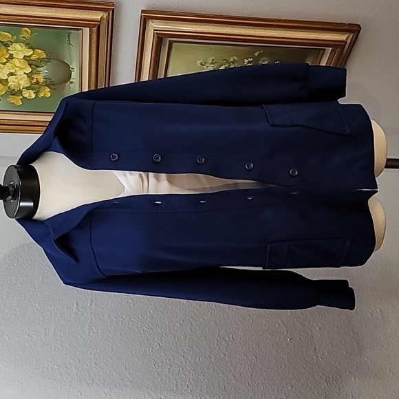 Vintage navy blue polyester shacket size small - Picture 1 of 14